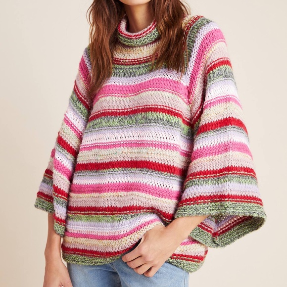 Anthropologie Rainbow Striped Sweater 